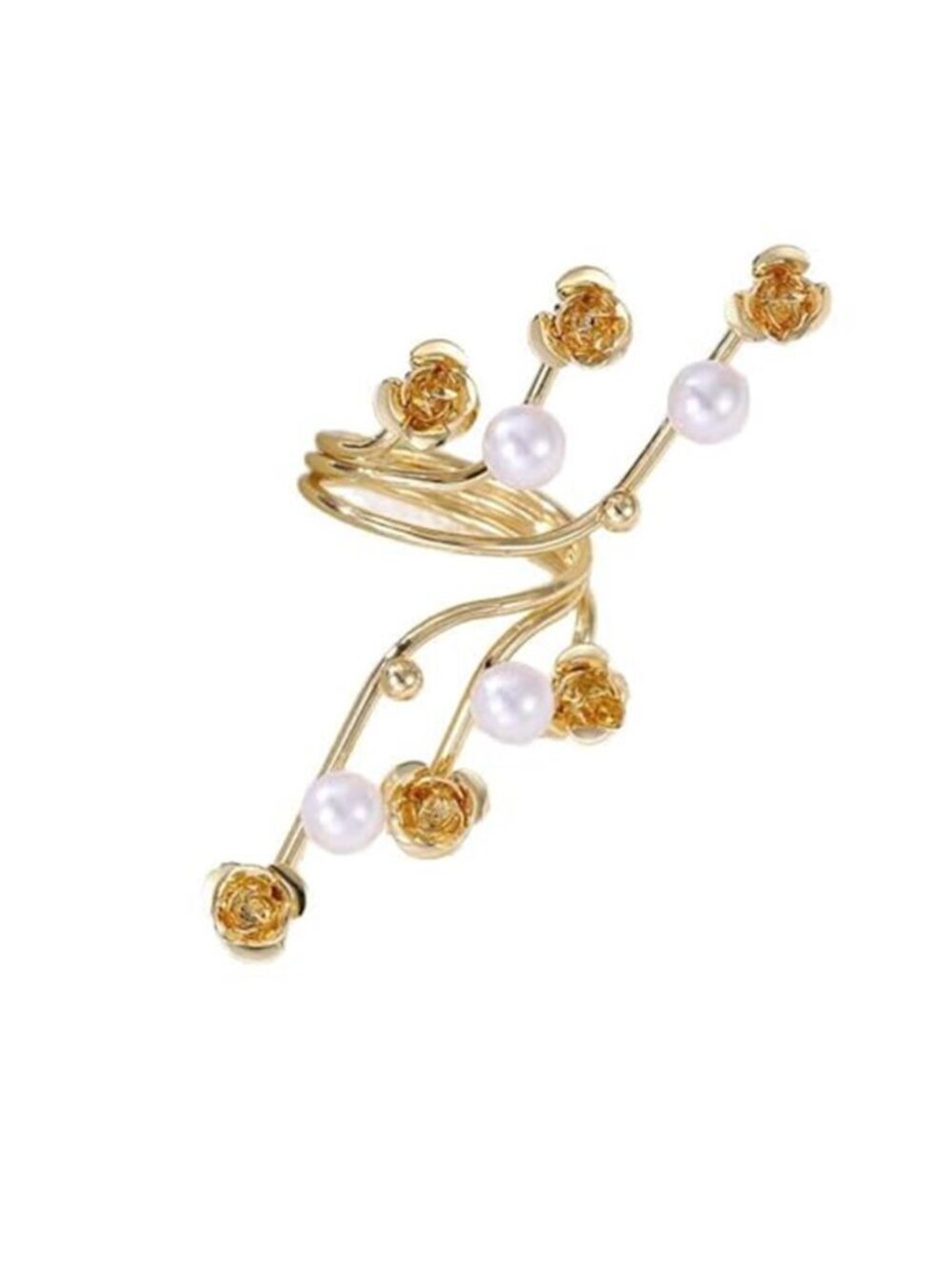 Gold Plated Floral Pearl Statement Ring